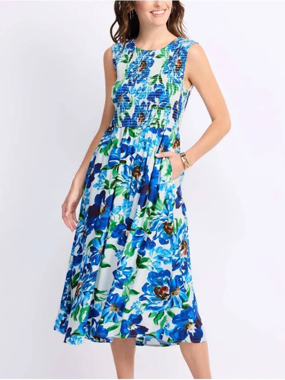 Calvin Klein Blue Floral Sleeveless Dress